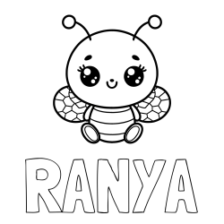 RANYA Coloring Page and Children's Coloring Page of a Cute Bee