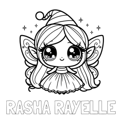 Online Created Coloring Page - RASHA RAYELLE Coloring Page and Coloring Page of a Cute Magical Fairy with Big Eyes