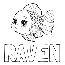 Online Created Coloring Page - RAVEN Coloring Page and Coloring Page of a Tropical Fish