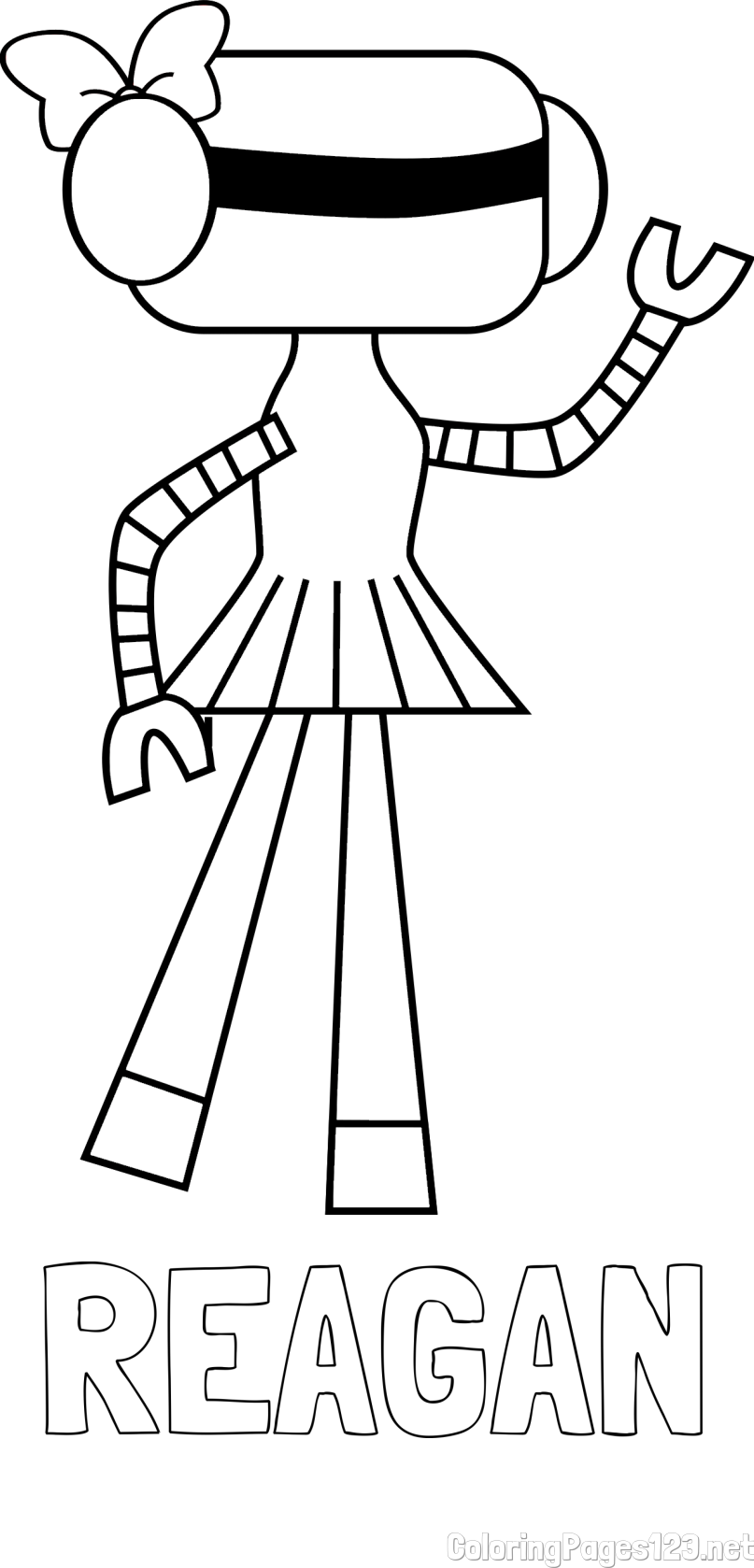 REAGAN Coloring Page alongside Cute Robot Girl Coloring Page