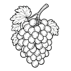 Realistic Grape Cluster Coloring Page