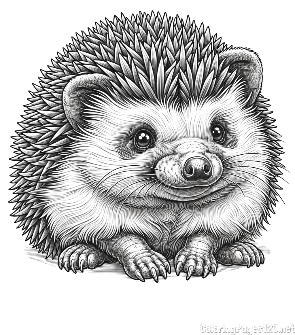 Realistic Hedgehog Coloring Page