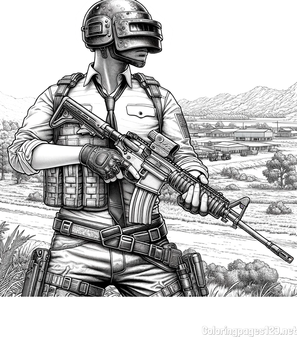 Realistic PUBG Coloring Page