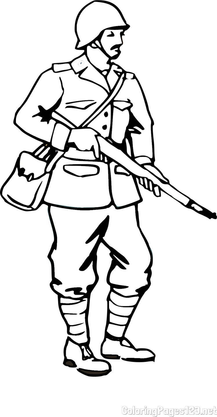 Realistic Soldier Coloring Page