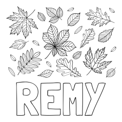 Online Created Coloring Page - REMY Coloring Page and Autumn Leaves Coloring Page