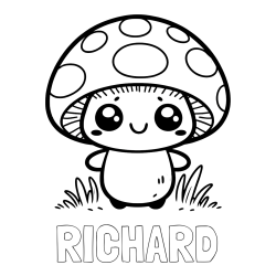 Online Created Coloring Page - RICHARD Coloring Page and Coloring Page of a Cute Mushroom