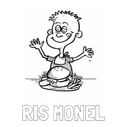 Online Created Coloring Page - RIS MONEL Coloring Page and Child Eating a Hamburger Coloring Page -
