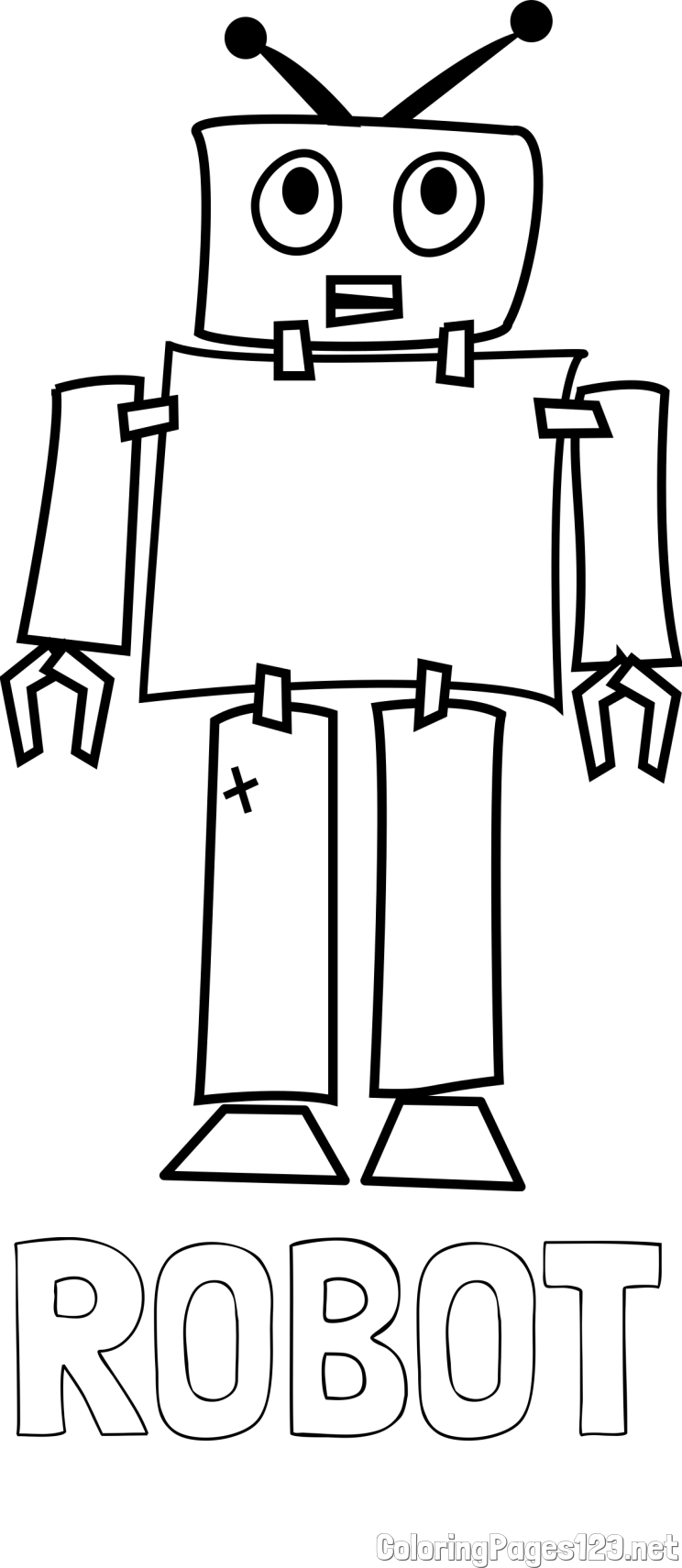 ROBOT Coloring Page and Simple Robot Coloring Page