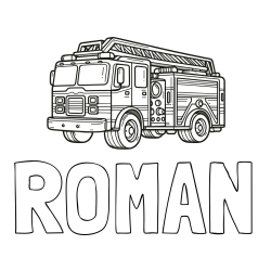 Online Created Coloring Page - ROMAN Coloring Page and Coloring Page of a Huge Fire Truck