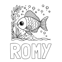 Online Created Coloring Page - ROMY Coloring Page and Free Coloring Page of a Cute Fish