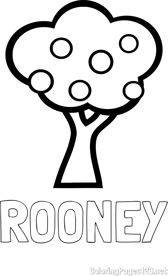ROONEY Coloring Page and Apple Tree Coloring Page
