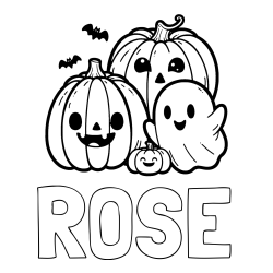 Online Created Coloring Page - ROSE Coloring Page and Halloween Pumpkin and Ghost Coloring Page