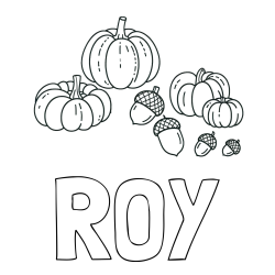 Online Created Coloring Page - ROY Coloring Page and Autumn Harvest Coloring Page - Acorns and Pumpkins