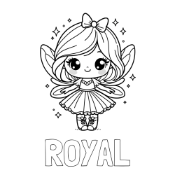 Online Created Coloring Page - ROYAL Coloring Page and Coloring Page of a Magical Fairy with a Cute Face