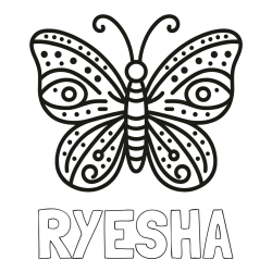 Online Created Coloring Page - RYESHA Coloring Page and Butterfly Coloring Page (Simple)