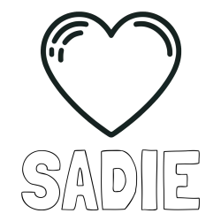 SADIE Coloring Page alongside Free Printable Coloring Page of a Heart