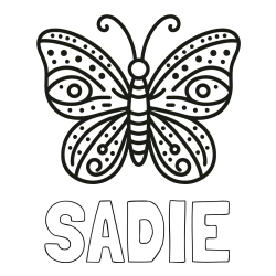 Online Created Coloring Page - SADIE Coloring Page and Butterfly Coloring Page (Simple)
