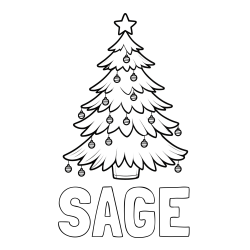 Online Created Coloring Page - SAGE Coloring Page and Christmas Tree with Star and Ornaments Coloring Page