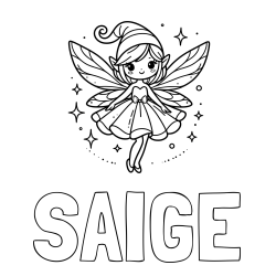 Online Created Coloring Page - SAIGE Coloring Page and Children's Coloring Page of a Wonderful Fairy