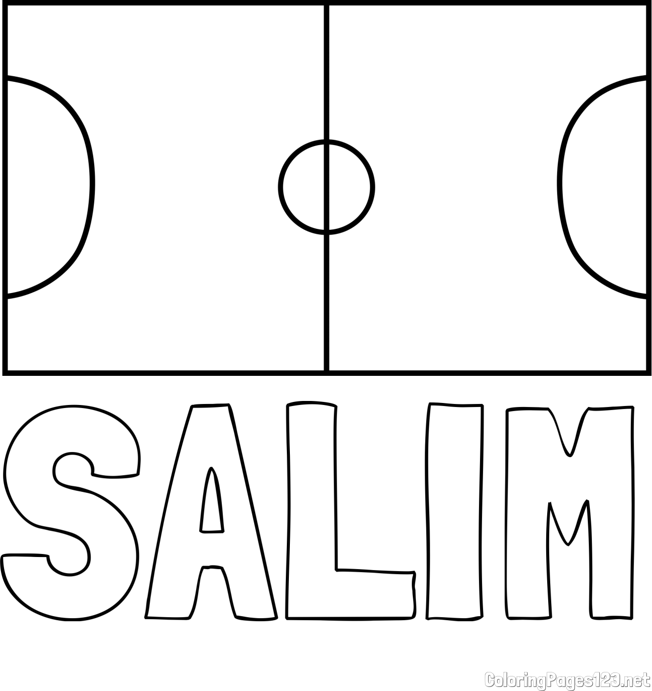 SALIM Coloring Page and Simple Soccer Field Coloring Page