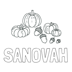 Online Created Coloring Page - SANOVAH Coloring Page and Autumn Harvest Coloring Page - Acorns and Pumpkins