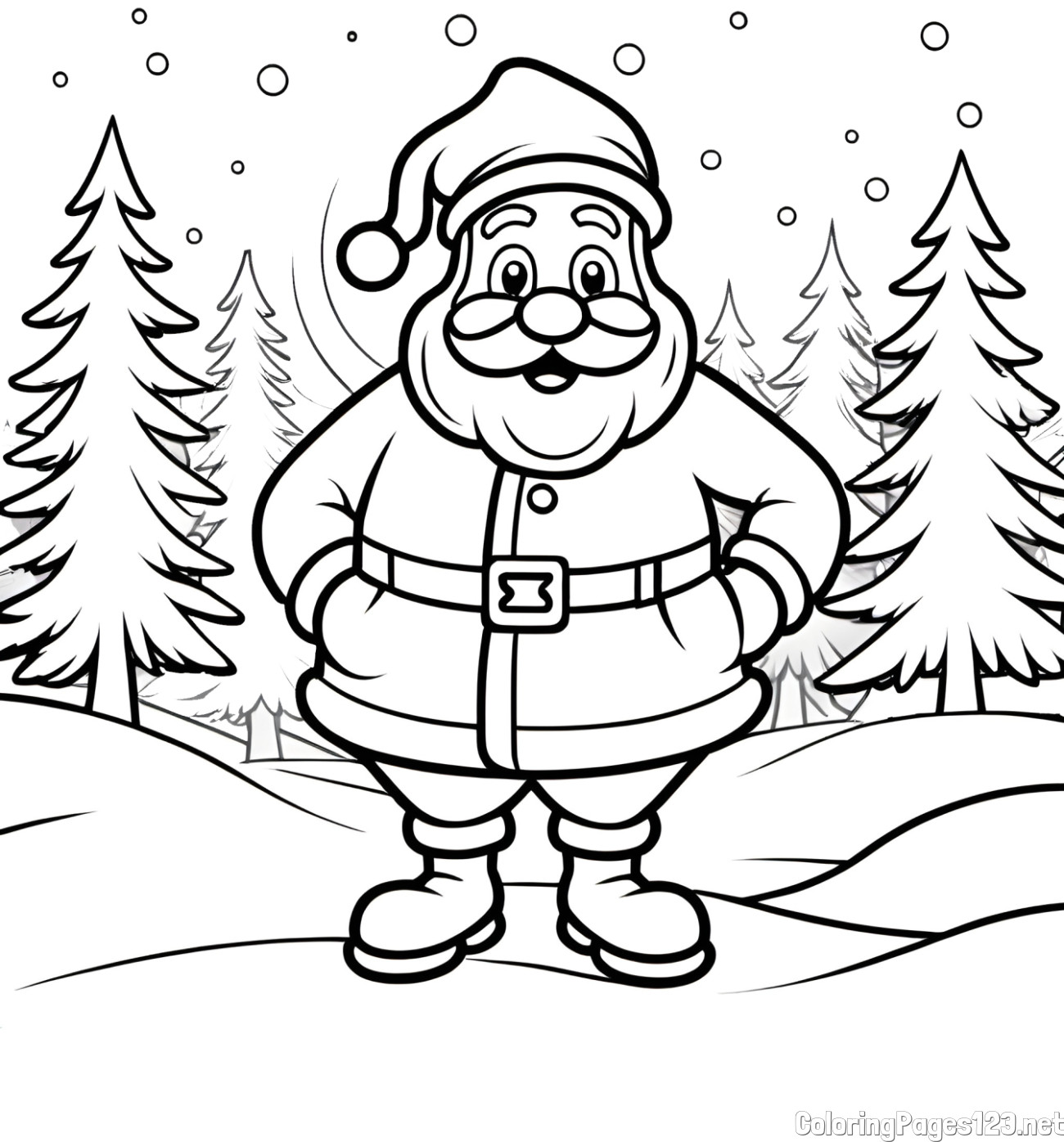 Santa Claus in the Forest Coloring Page