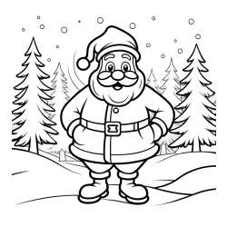 Santa Claus in the Forest Coloring Page