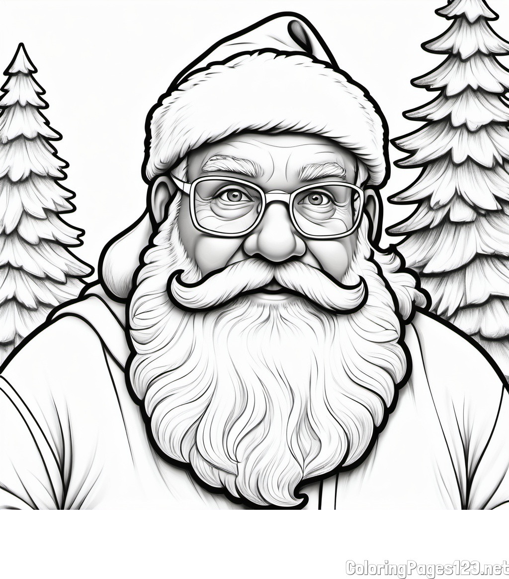 Santa Claus with Glasses Coloring Page