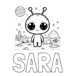 Online Created Coloring Page - SARA Coloring Page alongside Cute Alien Coloring Page