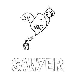 Online Created Coloring Page - SAWYER Coloring Page and Ghost from a Can Coloring Page