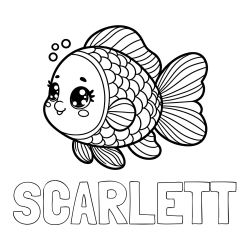 Online Created Coloring Page - SCARLETT Coloring Page and Coloring Page of a Cute Fish