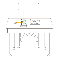 School Desk Coloring Page