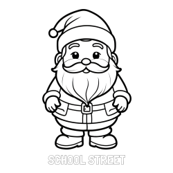 Online Created Coloring Page - SCHOOL STREET Coloring Page and Adorable Santa Claus Coloring Page