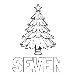 Online Created Coloring Page - SEVEN Coloring Page and Christmas Tree with Star Coloring Page