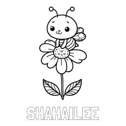 Online Created Coloring Page - SHAHAILEE Coloring Page and Coloring Page of a Cute Bee on a Flower