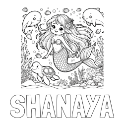 Online Created Coloring Page - SHANAYA Coloring Page and Coloring Page of a Cute Mermaid with Friends
