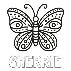 Online Created Coloring Page - SHERRIE Coloring Page and Butterfly Coloring Page (Simple)