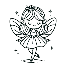 Simple Coloring Page of a Magical Fairy