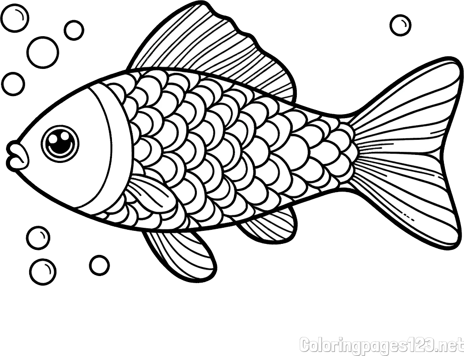 Simple Coloring Page of a Fish