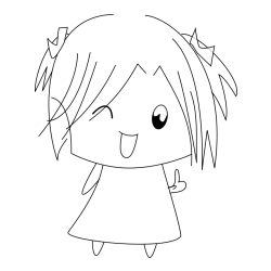 Simple Coloring Page of a Smiling Anime Girl