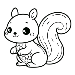Simple Coloring Page of a Squirrel