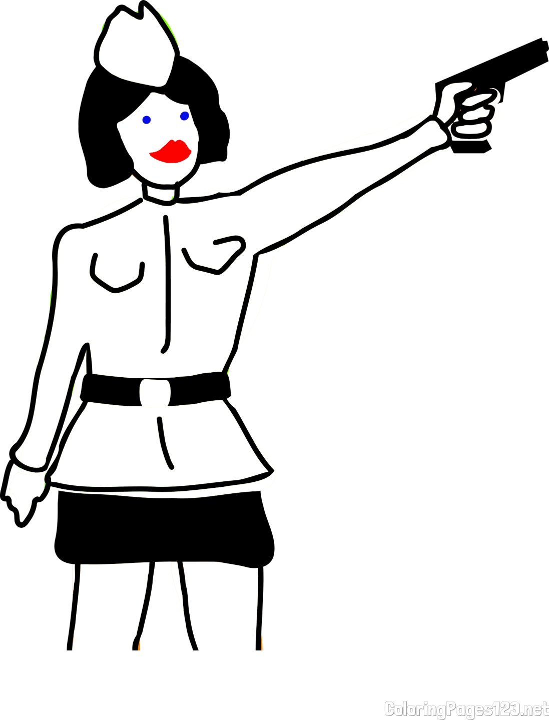 Simple Female Soldier Coloring Page