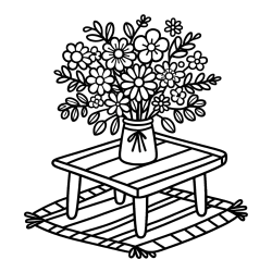 Simple Flower Bouquet Coloring Page