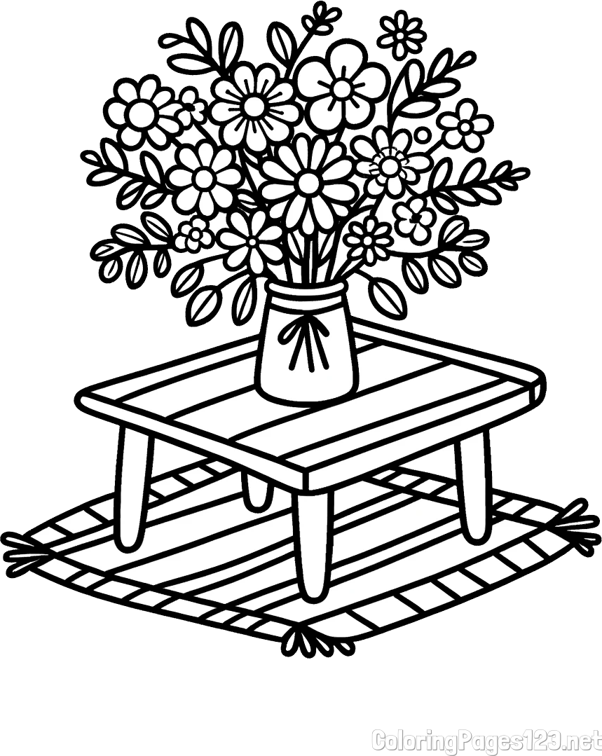 Simple Flower Bouquet Coloring Page
