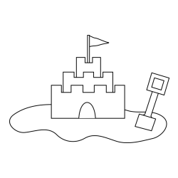 Simple Sandcastle Coloring Page for Kids