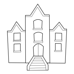 Simple School Building Coloring Page