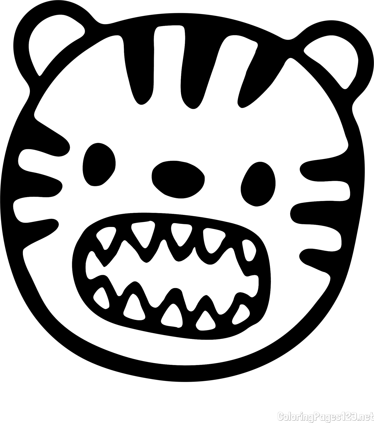 Simple Tiger Head Coloring Page
