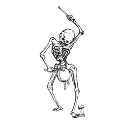 Skeleton Playing Drums Coloring Page