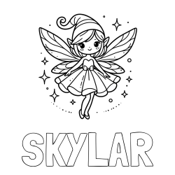 SKYLAR Coloring Page alongside Children's Coloring Page of a Wonderful Fairy
