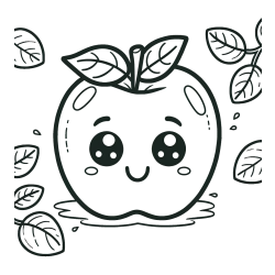 Smiling Apple Coloring Page